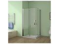 Pivoting and folding shower enclosure 90x90x195cm in 6mm tempered glass with anti-limescale coating and stainless steel handle KQDX00367
