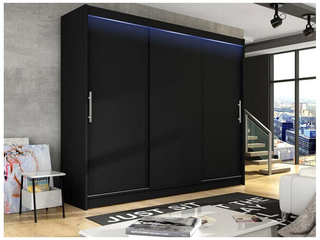 Chicyla 118 Black Wardrobe 215x250x58cm Sliding Wardrobe Doors FLML52852