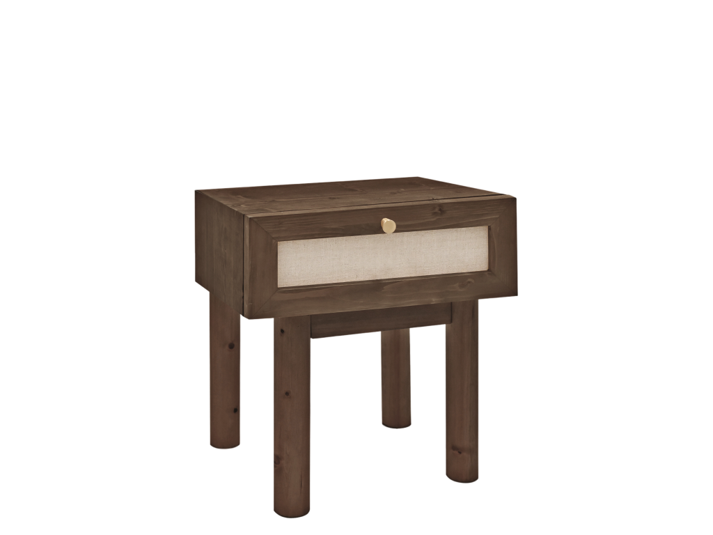Brown wooden bedside table 40x45cm - LINEN - Domopure BMFG74698
