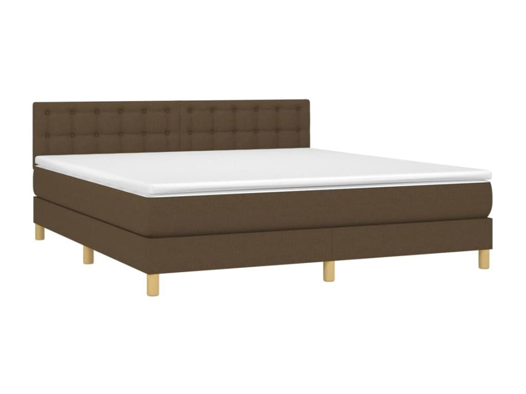 Upholstered bed base with mattress and LED lighting, dark brown, 160x200 cm, fabric IKGR56594