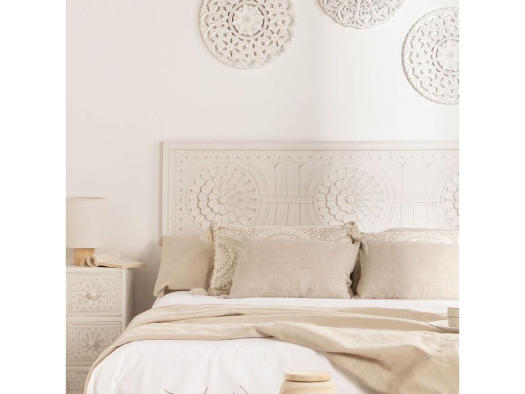 Double headboard in white-washed wood, 157x50 cm - Domopure VSZI29828