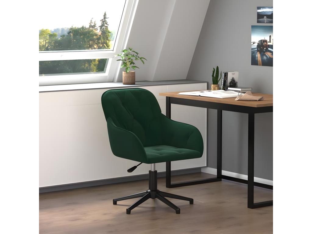 Dark Green Velvet Swivel Office Chair