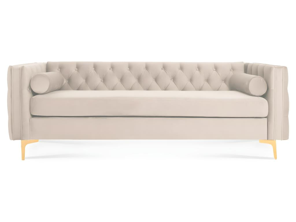 Chicyla 3-seater sofa in beige velvet with gold legs UJSS54039