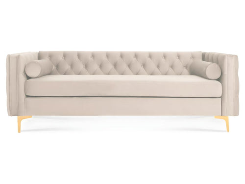 Chicyla 3-seater sofa in beige velvet with gold legs UJSS54039