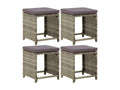 4-piece garden stools with cushions, woven resin, grey, LQOF56868