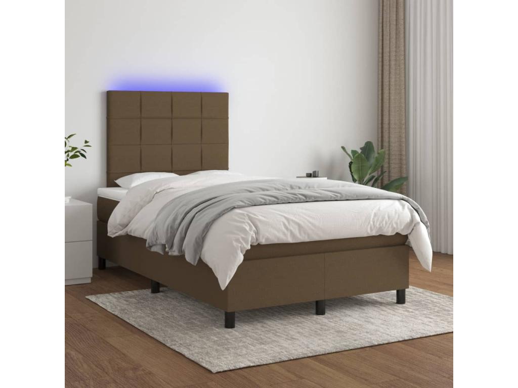 Chicyla bed base with mattress and LED light, dark brown, 120x200 cm, IBJT78315