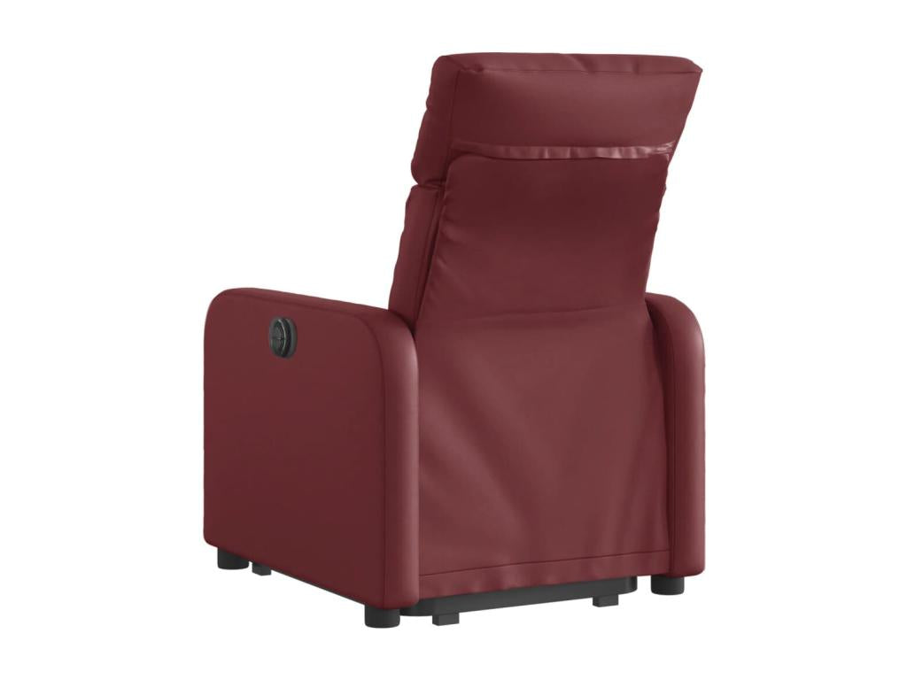 Electric reclining armchair, burgundy red faux leather HRTY53433