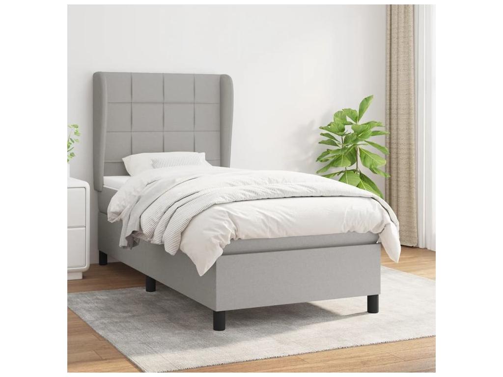 Chicyla bed base with light grey mattress 90x200 fabric ACZV72044