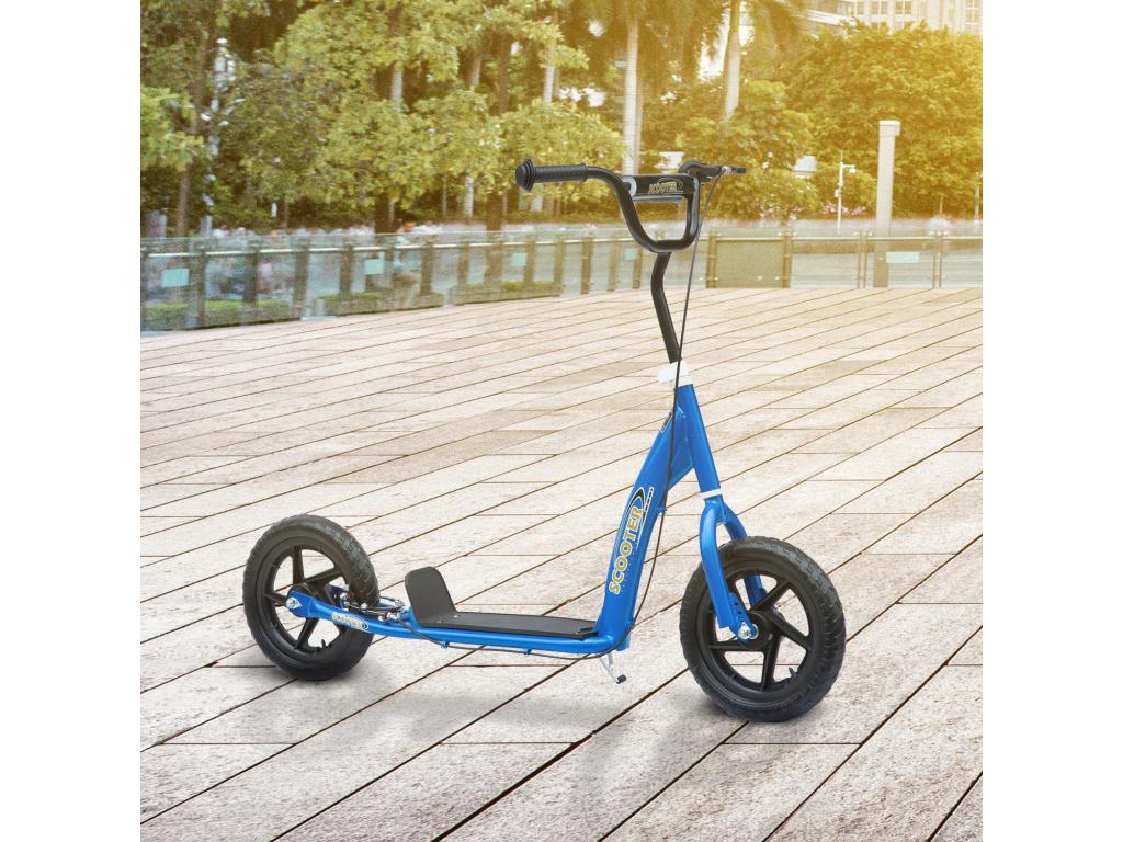 Scooter/kick scooter with 30cm tires, adjustable handlebar height, brake handle and kickstand, blue steel, FZFP59798