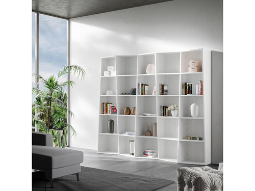 Domopure 5-piece modern bookcase in white ash wood YWBU55052