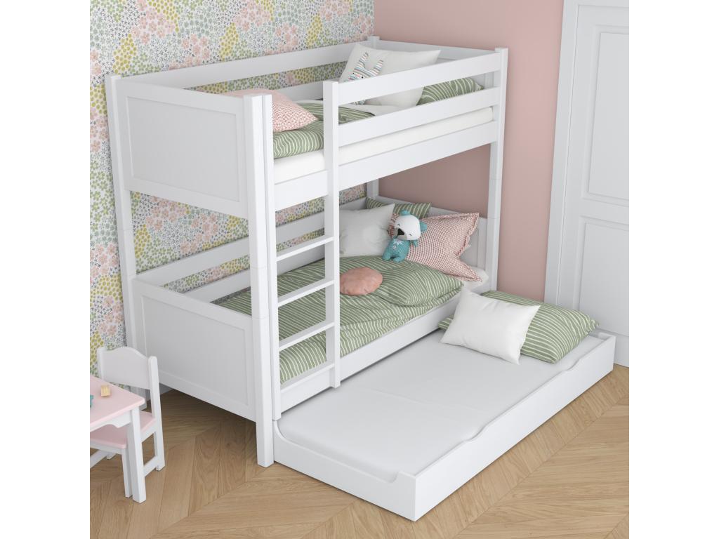 Wooden bunk bed - with drawer for mattress N02 White 80x200 ZNED87053