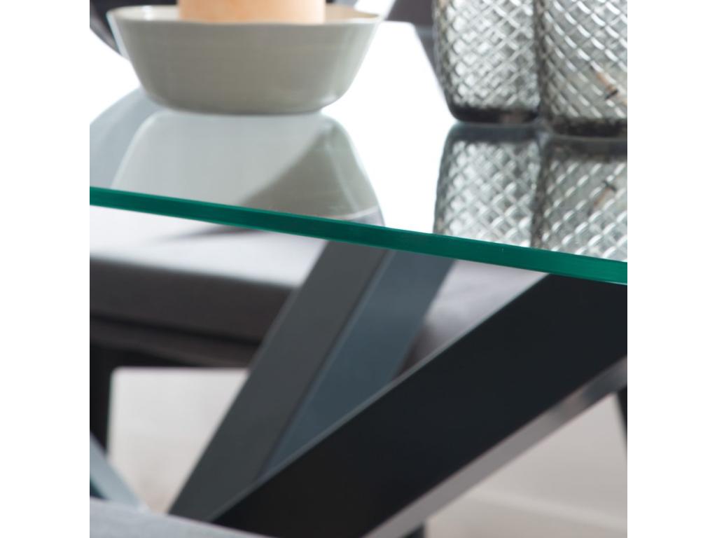 Metal and glass dining table, anthracite grey, 160x75 cm, REOH38447