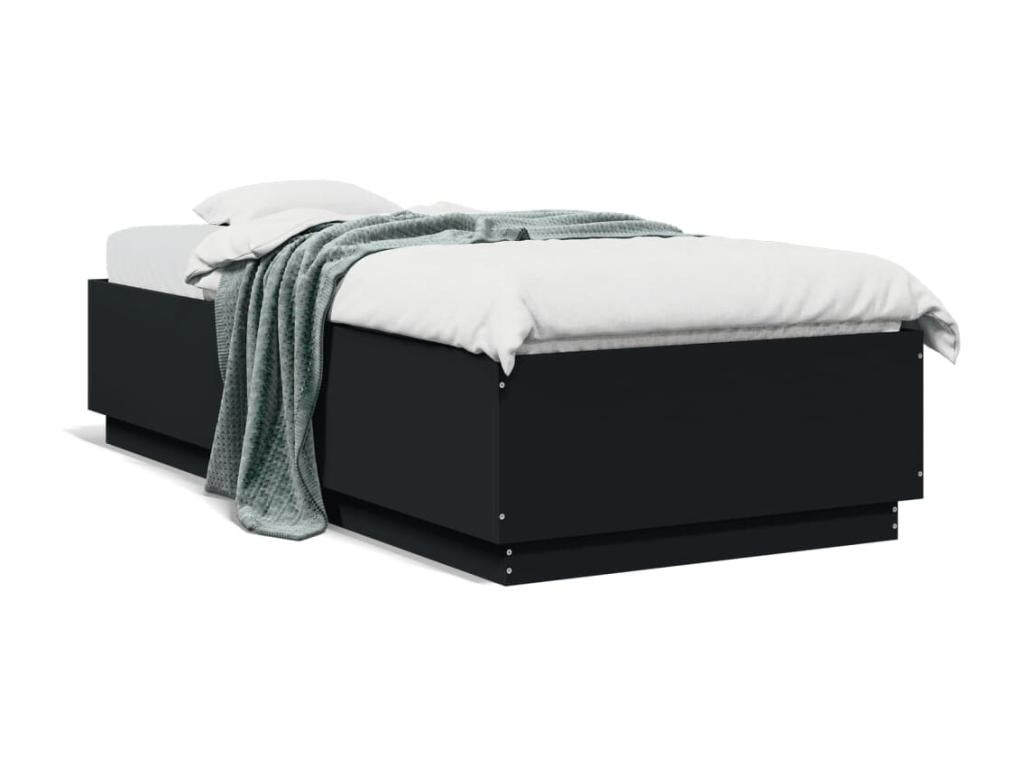 Black bed frame 100x200 engineered wood JVWJ95569