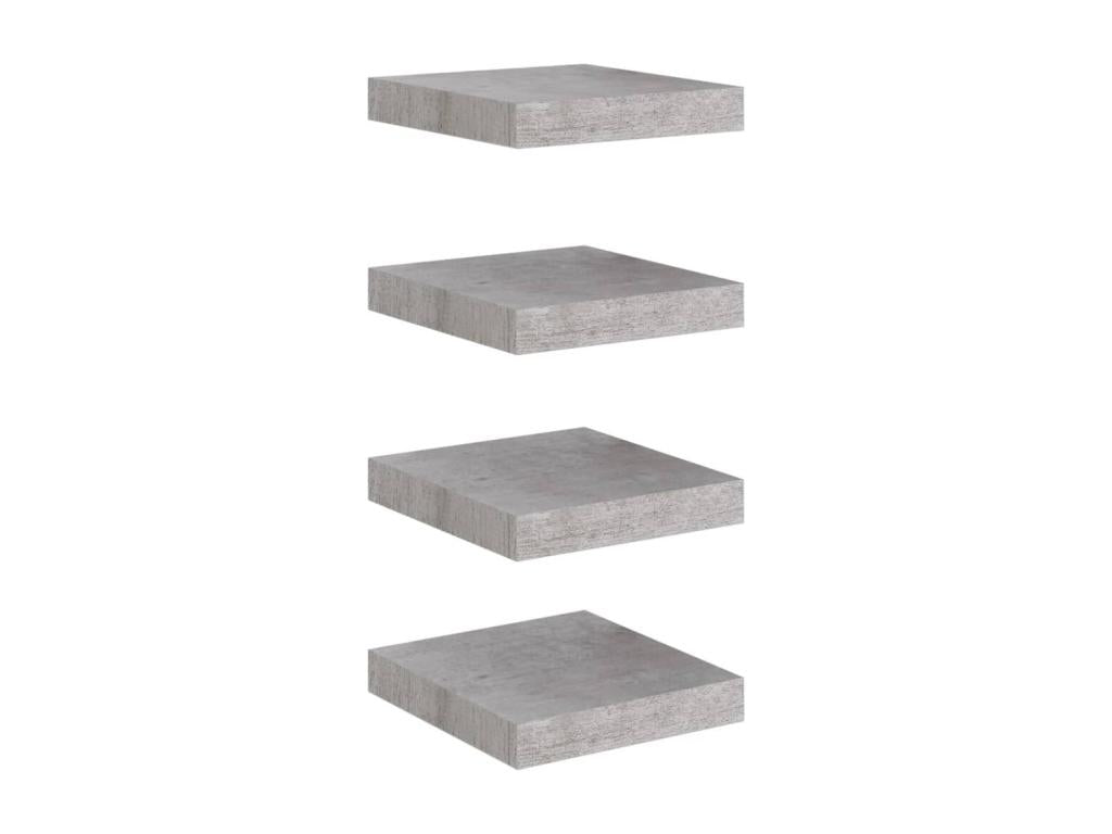 Floating wall shelves, 4 pcs, concrete grey, 23x23.5x3.8 cm, MDF, DFGB23797