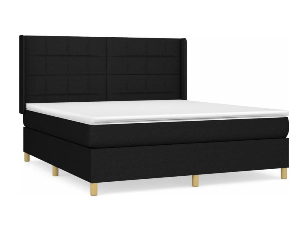 Upholstered bed base with mattress, black, 180x200 cm, fabric, VNWJ41322