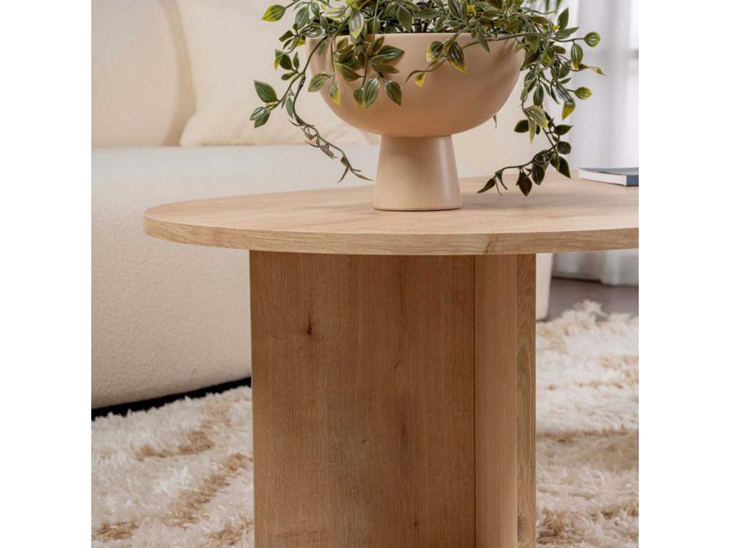 Oval coffee table in Sand-colored chipboard SQXL76324