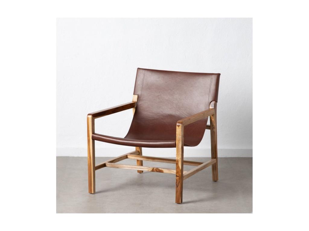 Domopure Teak/Brown Leather Armchair - Domopure n 2 GYIZ35978