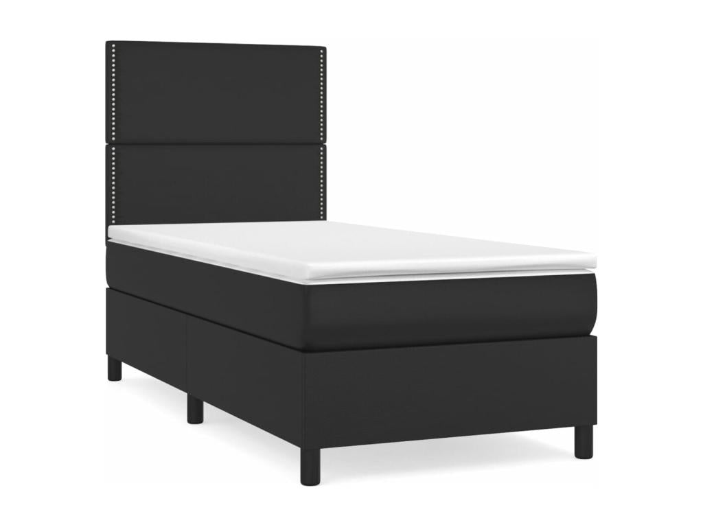 Domopure bed base with black 90x200 faux leather mattress FFUO49899