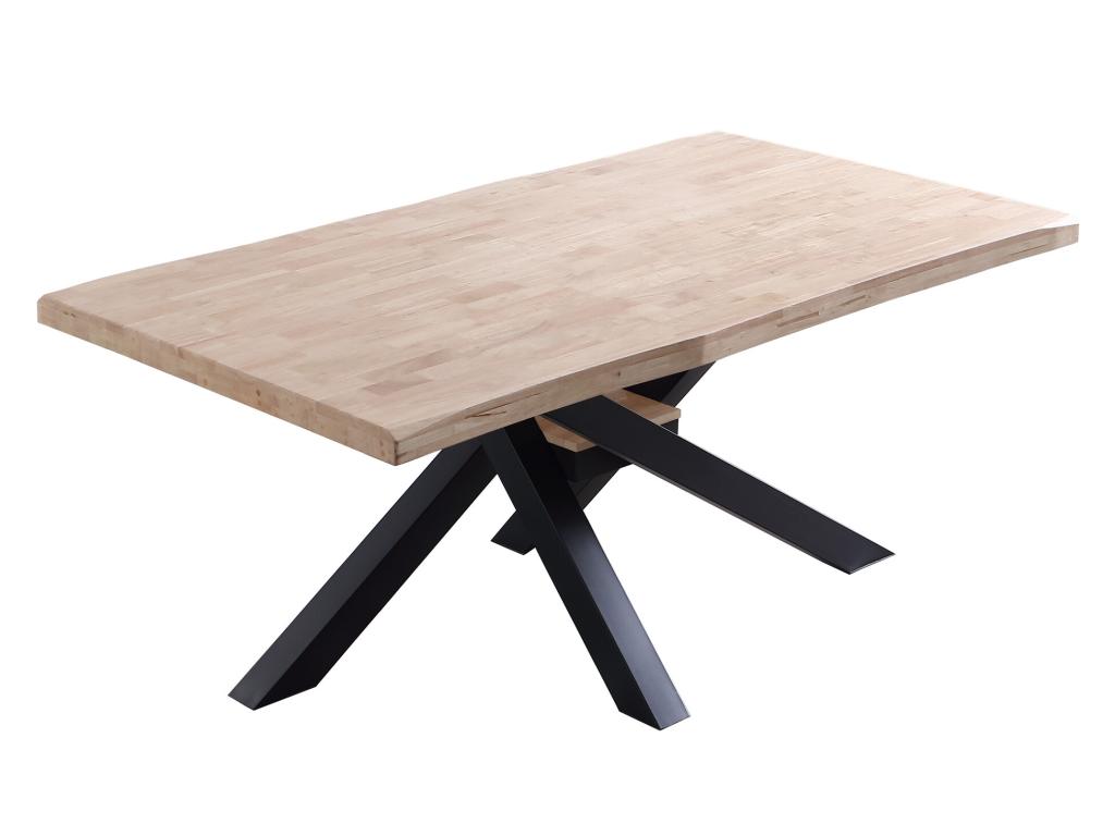 Rectangular oak dining table with black metal legs - Length 180 x Depth 100 x Height 76 cm NMWS14993