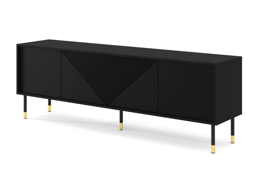 Chicyla BLACK 4D 180cm TV stand with milled edges on matte black legs AOYR07842