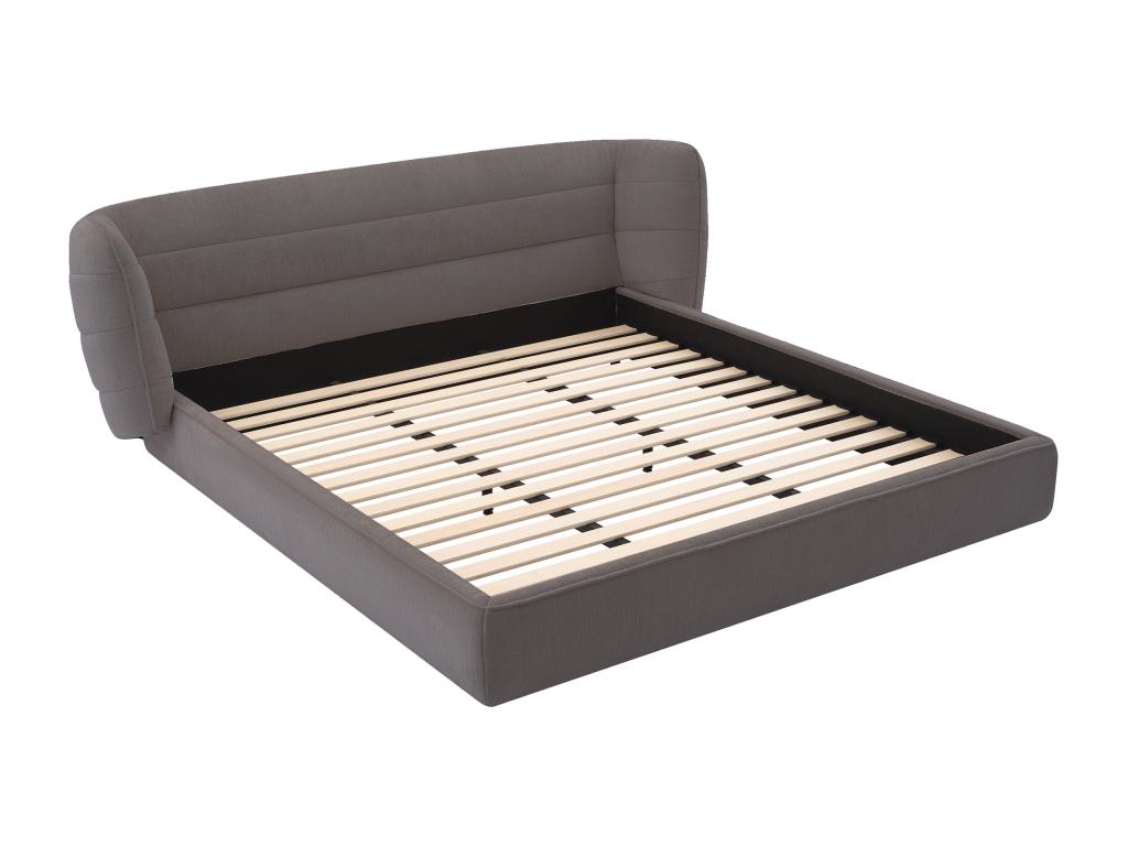 160x200 cm bed with curved headboard - Bouclé fabric - Grey - Chicyla BFPN20367