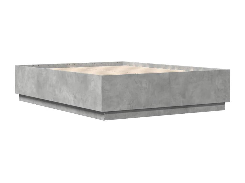 Bed frame with LED lights, concrete grey, 160x200 cm FJZQ01318