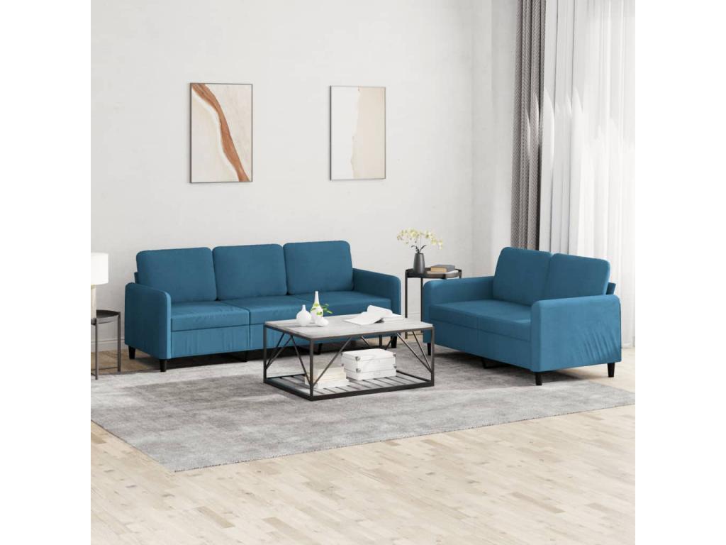 2-piece blue velvet sofa set WQUS49011