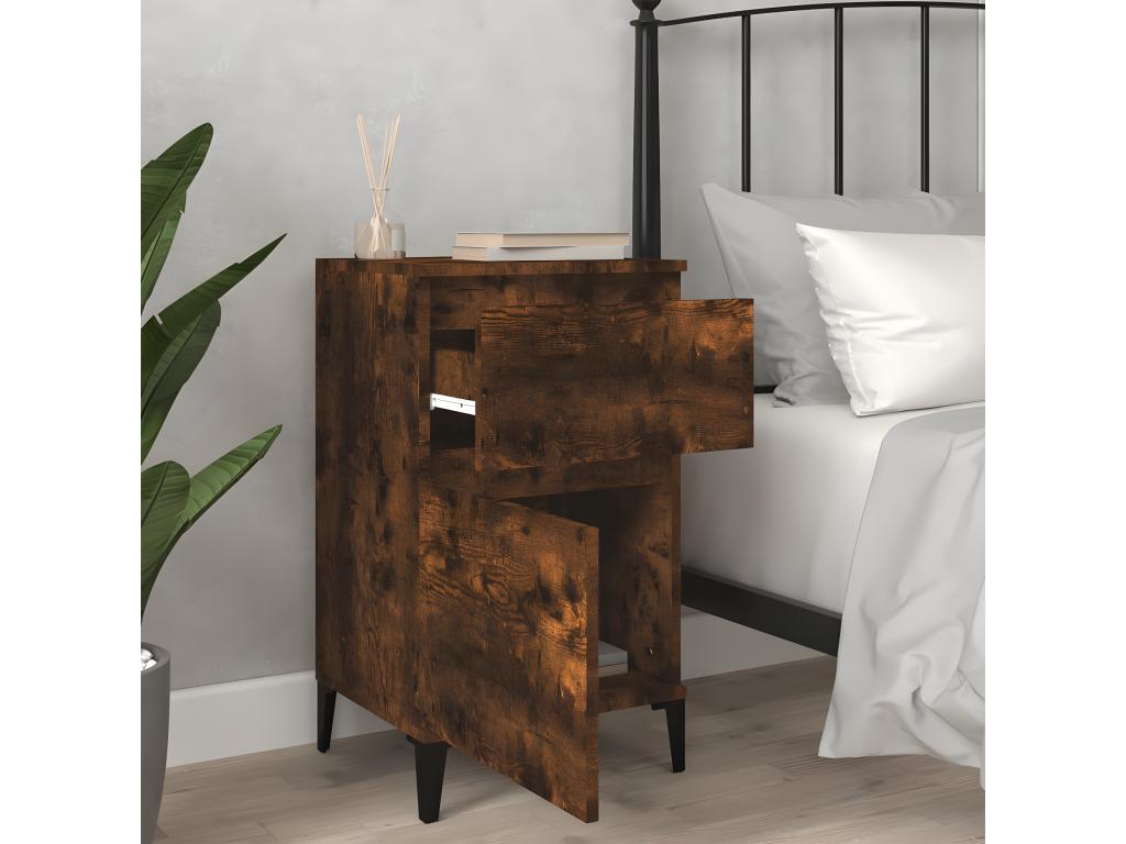 2-piece bedside tables in smoked oak, 40x35x70 cm QMCG68329