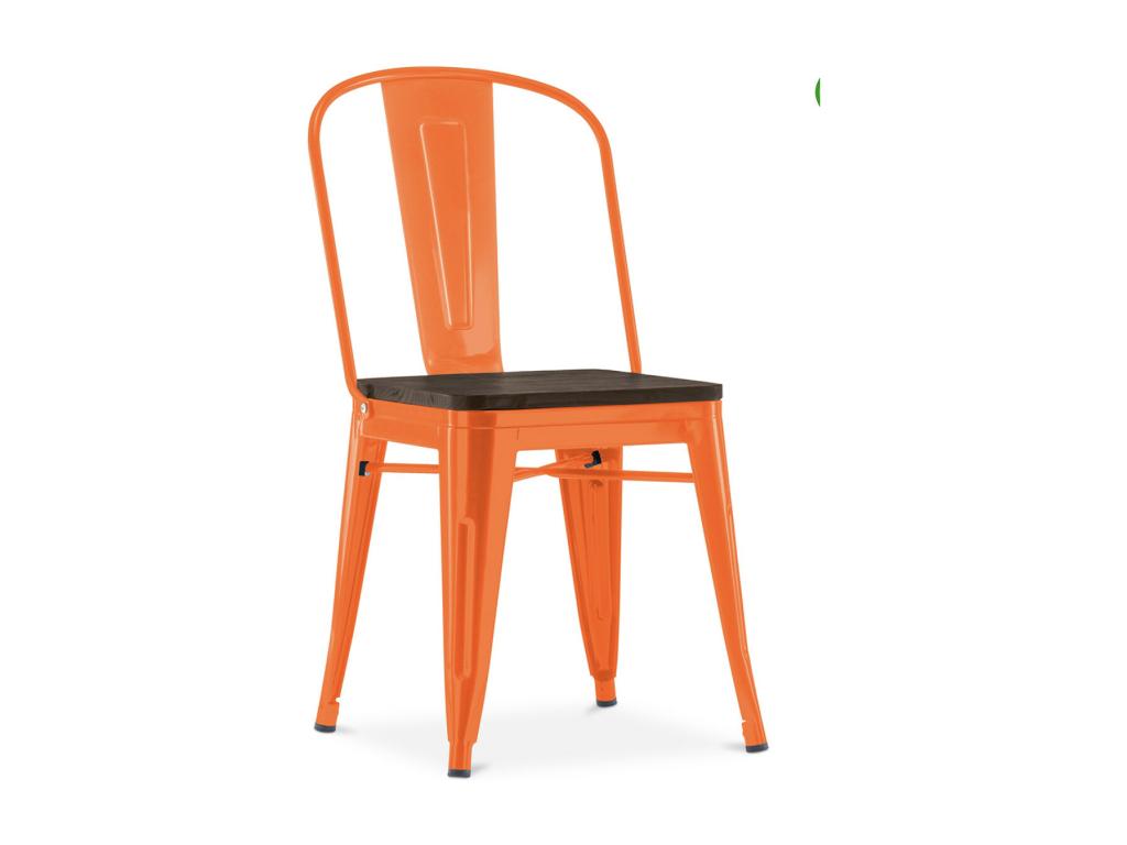 Chicyla industrial chair in polished steel with a solid brown wood seat - Chicyla color JIWQ23279