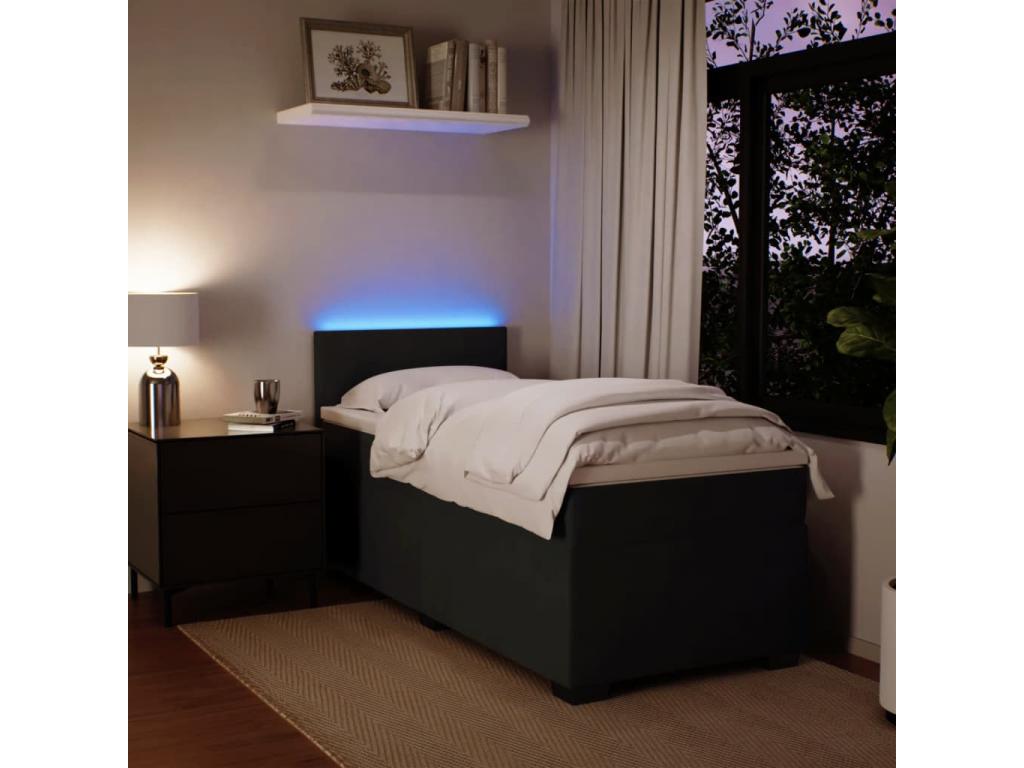 Domopure bed base and mattress, black, 80x200 cm, velvet, IREW85709