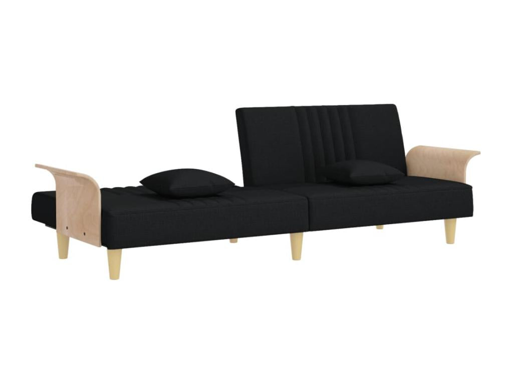Sofa bed with armrests, black fabric HCXE40226