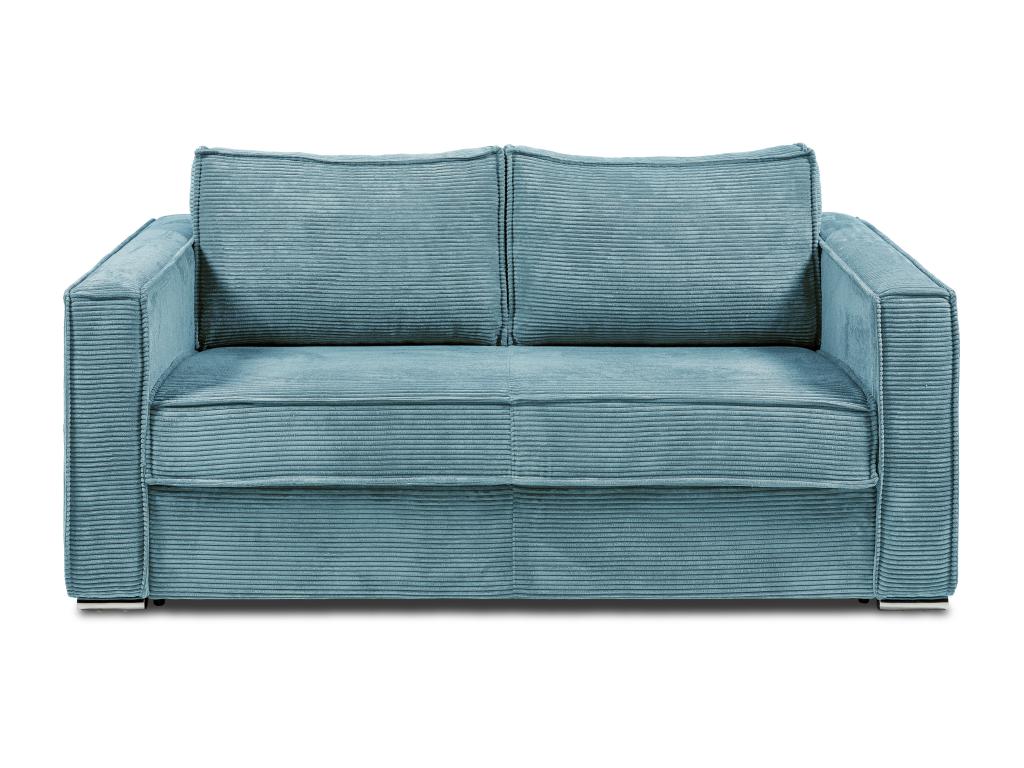 Chicyla CPYW65033 4-seater express convertible sofa in turquoise blue corduroy - 160 cm sleeping area - 22 cm mattress