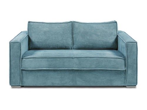 Chicyla CPYW65033 4-seater express convertible sofa in turquoise blue corduroy - 160 cm sleeping area - 22 cm mattress