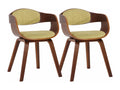 Set of 2 chairs with armrests - Fabric / Walnut - Walnut / Light Green - Chicyla XWUR27350