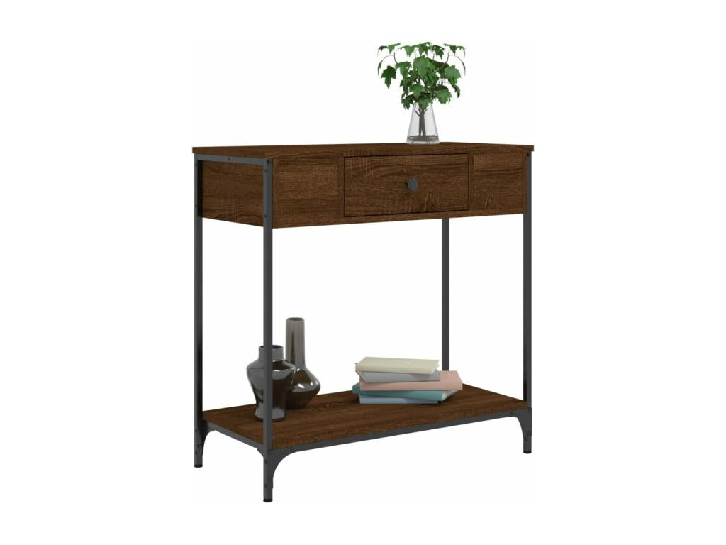 Brown oak console table 75x34.5x75 engineered wood
