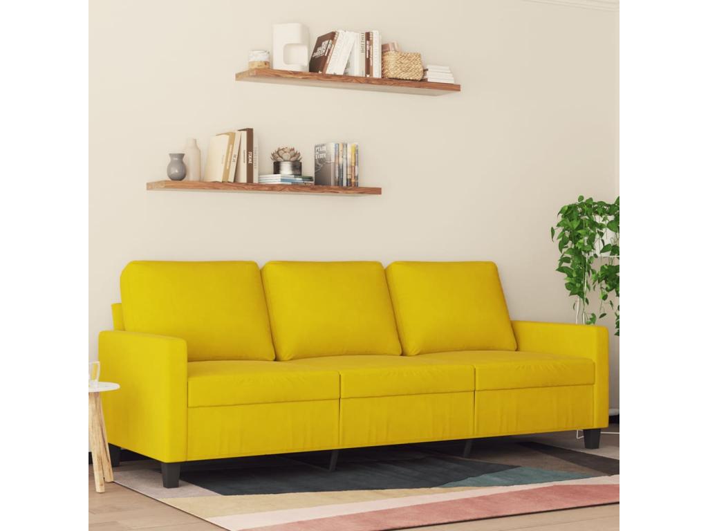 3-seater sofa, yellow, 180 cm, velvet, OKKI60768