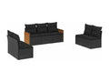 7-piece garden furniture set with cushions, black woven resin BBAB73531