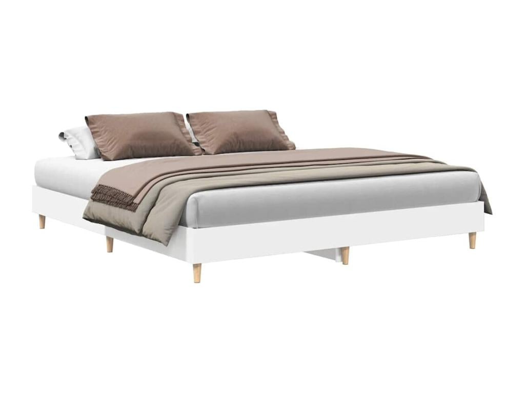 White engineered wood bed frame without mattress, 160x200 cm, YTED36025