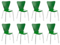 Set of 8 Conference Chairs - Wood / Chrome-Plated Metal - Green - Domopure KEXN77734