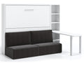 120x200 Murphy bed, sofa, shelf, desk, Prolok - Black Sofa - White Frame and Front YLBF18402