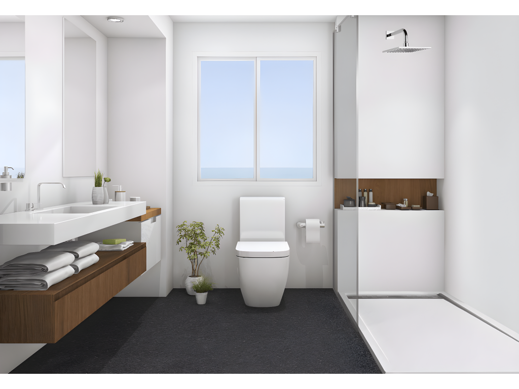 80x135 cm shower tray with side grate, Meublori Slim, Ral 1001, made of synthetic resin and marble powder, with drain