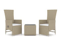 3-piece beige poly rattan and steel garden furniture set JHTL32705