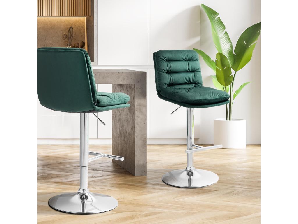 Bar stool - Velvet / Metal - Green - Domopure YIMP68466