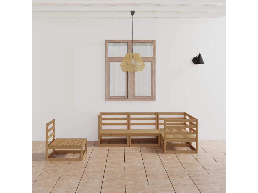 5-piece garden furniture set, honey brown, solid pine wood, BNYJ96375