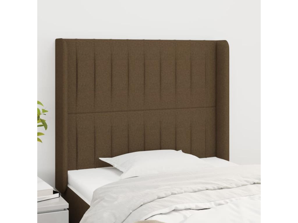 Headboard with wings, Dark Brown, 83x16x118/128 cm, Fabric YGBY67991