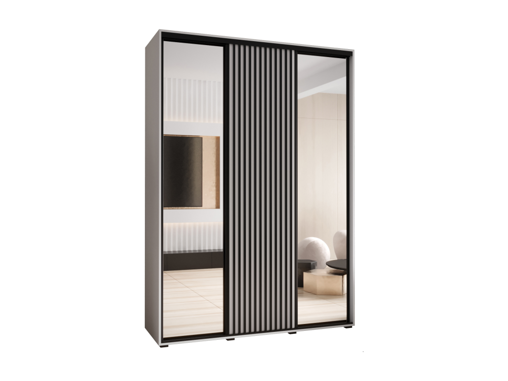 Chicyla 2 Sliding Door Wardrobe 205.2/180/60 3 Doors White/White LRJT84429
