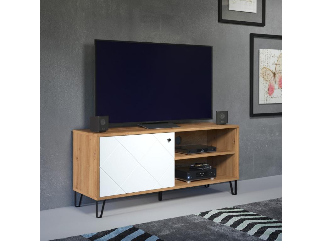 Domopure TWLR99546 White Touch TV Stand 123x56x40 cm