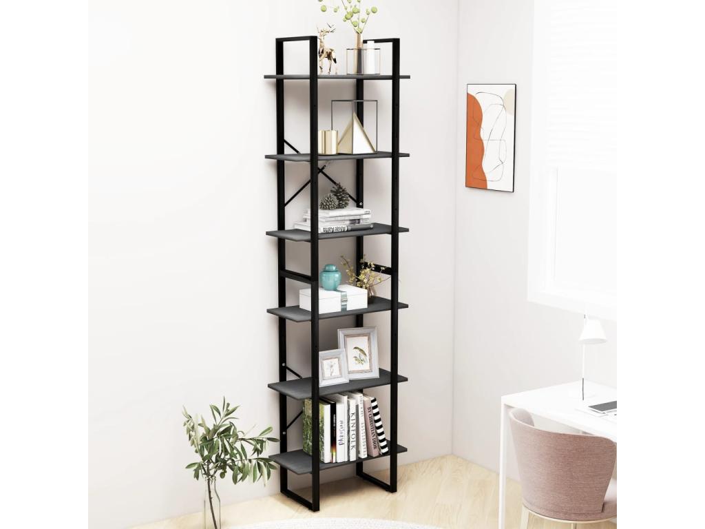 Grey storage shelf 60x30x210 Solid pine wood JDVD42483