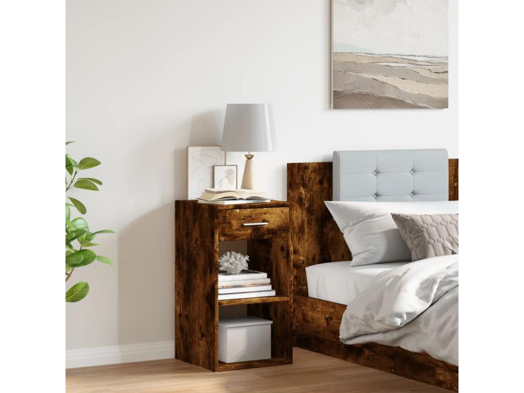 Chicyla Premium - Smoked Oak Bedside Table 35x34x65 cm Engineered Wood AFHQ48857
