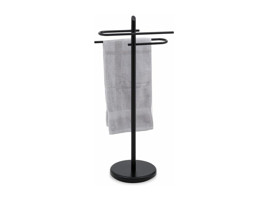 Domopure towel rack, freestanding towel holder for bathroom, black lacquered metal KJQH58182